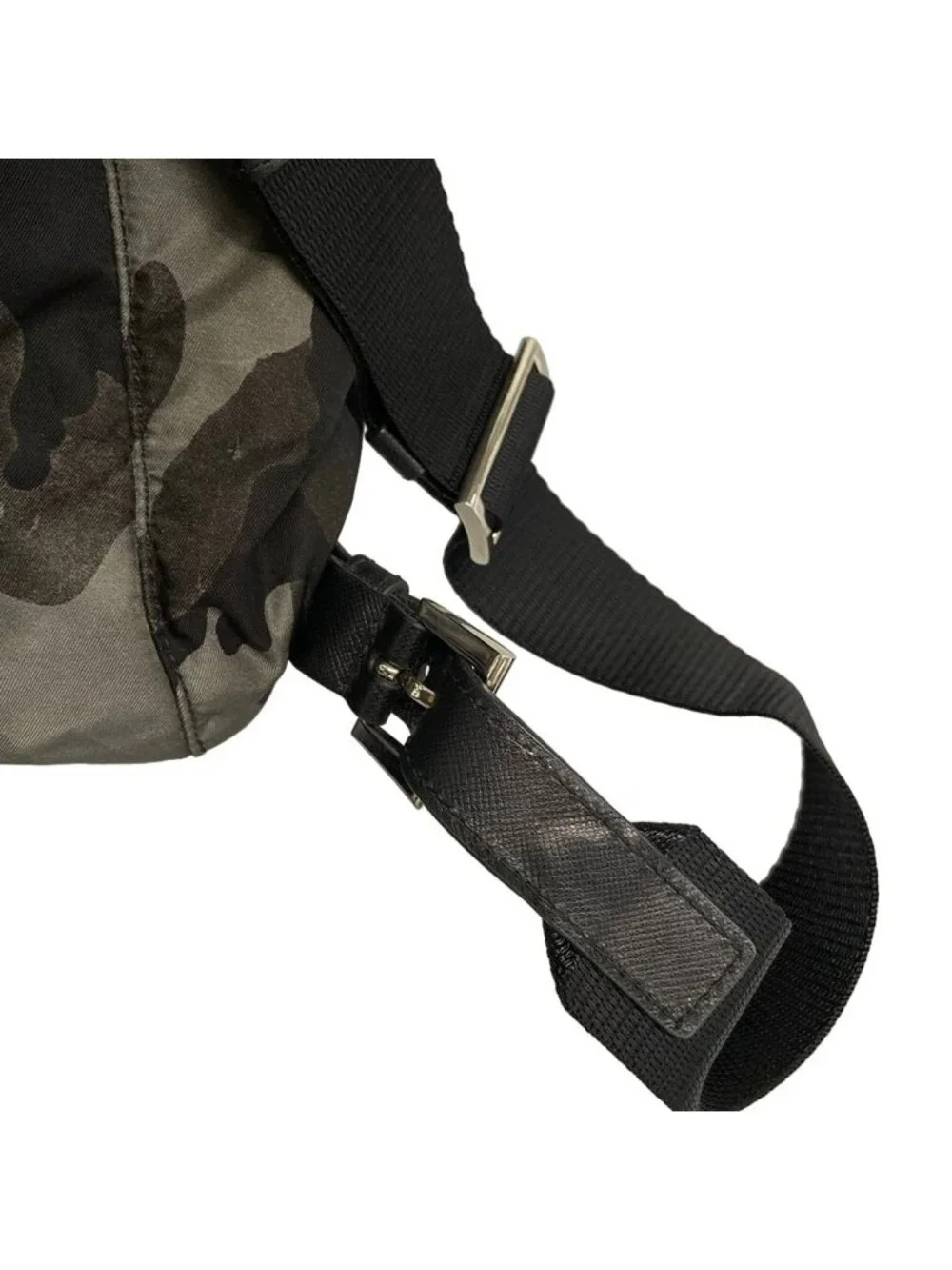 Prada Backpack Khaki Black Camo Leather